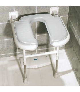 Asiento de ducha  abatible pared en "U" con patas. AD531