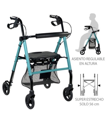 Rollator ZEN plegable con frenos por manetas – Ligero, ajustable y seguro para movilidad reducida. Mejor precio ortopedia moline