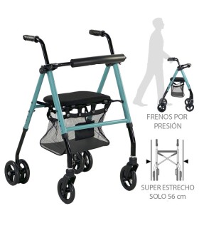 Rollator ZEN Hi-Low AD163 – Andador Compacto y Ligero con Frenos por Presión